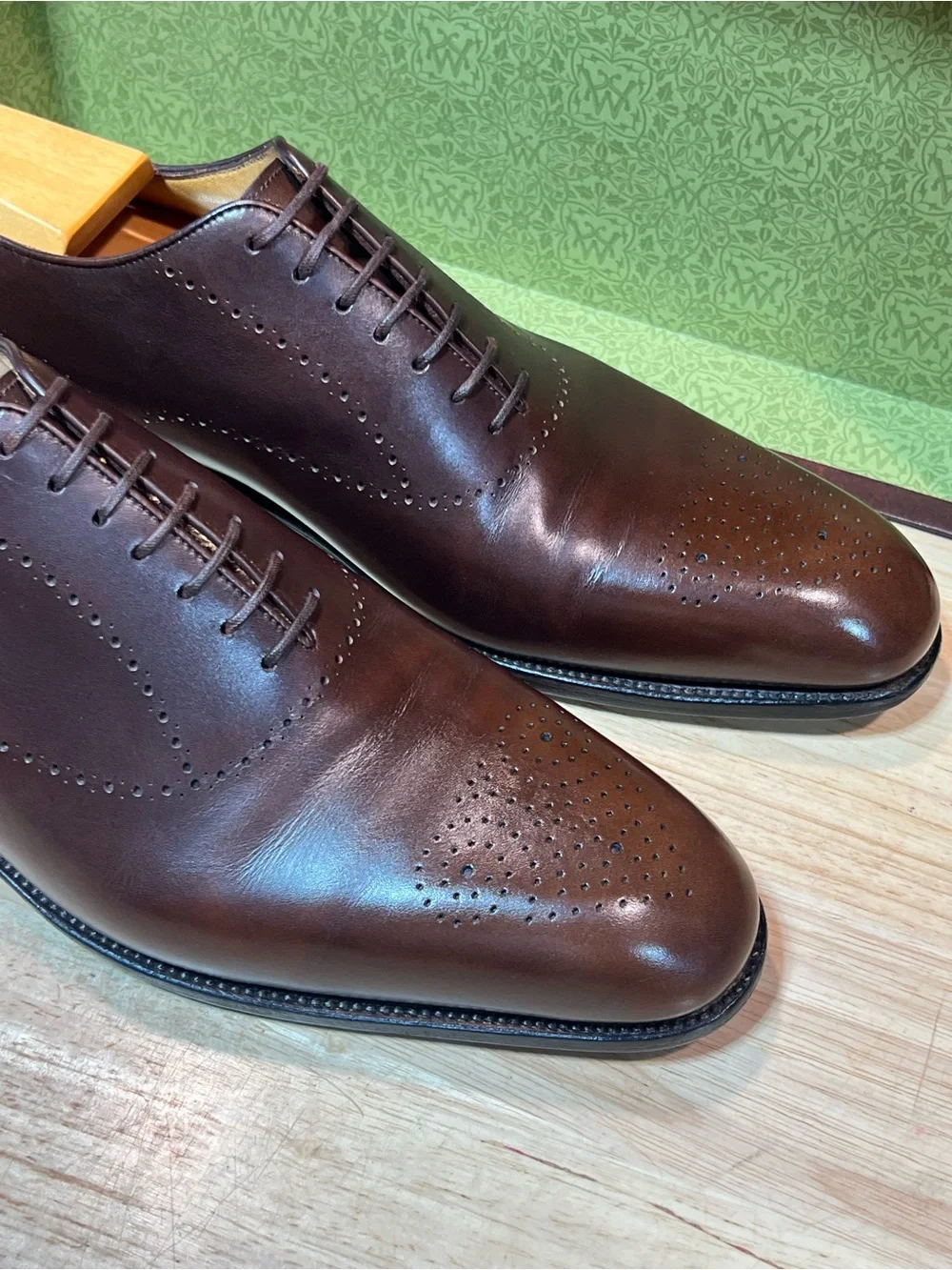JM Weston 582🔥 Brown Calf Leather Wholecut Oxfords UK8/US9 w Shoe Trees 🇫🇷